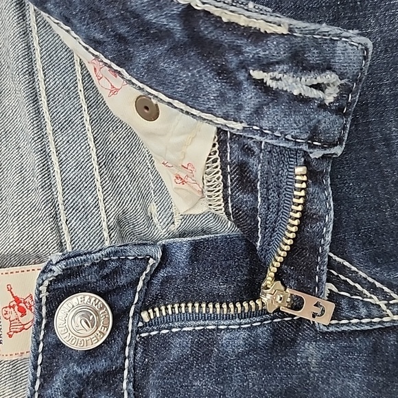True Religion Women's  Denim Skinny Dark Wash Blue Jeans White Stitch Size 27 - Picture 5 of 16
